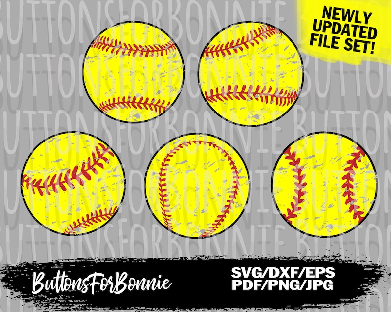 May include: Set of four yellow and red softball graphics with a distressed look. The graphics are perfect for crafting projects, scrapbooking, and more.  NEWLY UPDATED FILE SET!