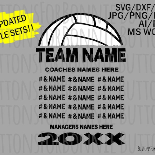Volleyball Team Svg Template Back of Shirt Svg Team Members - Etsy