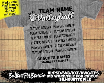volleyball svg, volleyball team svg, volleyball roster, shirt design, DXF, EPS, cricut, cutting file, silhouette, volleyball files, template