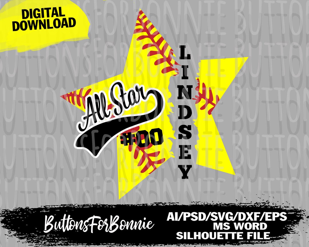 All Star Svg, Softball Svg, Template, Softball Shirt Svg, Cut File