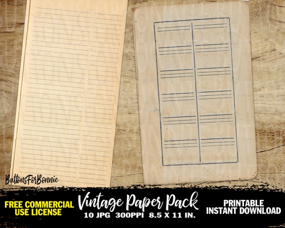 Vintage Paper, Graph Paper, Junk Journal, Printable, Lined Paper, Ledger  Paper, Old Paper, Antique Paper, Commercial Use, Journal Paper 