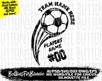 soccer Svg, panneau de casier, football, équipe de football, joueur de football, fichier de coupe numérique, cricut, silhouette, conception de maillot, modèle, PNG, fichiers de football