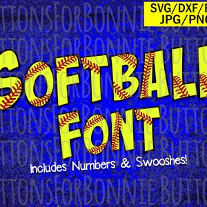 softball font, svg font, cutting file, seams, stitching, kids shirt design, softball shirt, personalize, team member, name, softball mom svg image 1