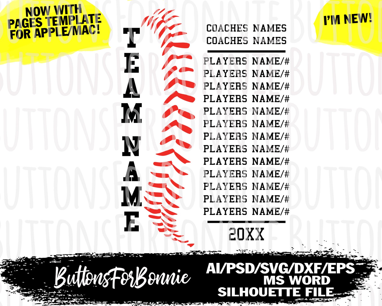 Baseball Team Svg Softball Team Svg Players List Svg Back - Etsy