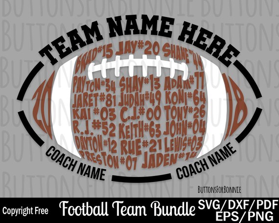 Download Football Svg Football Team Svg Team Names Svg Back Of Shirt Etsy