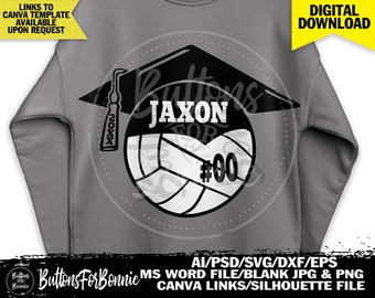 senior volleyball, Senior template, graduate, volleyball svg, senior svg, graduate svg, cut file, cricut, senior shirt, canva template