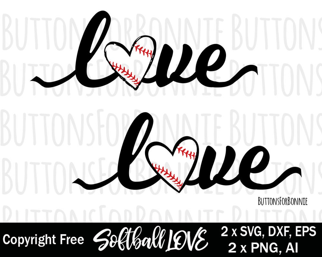 Softball Love Softball Heart Baseball Love Baseball Heart Etsy