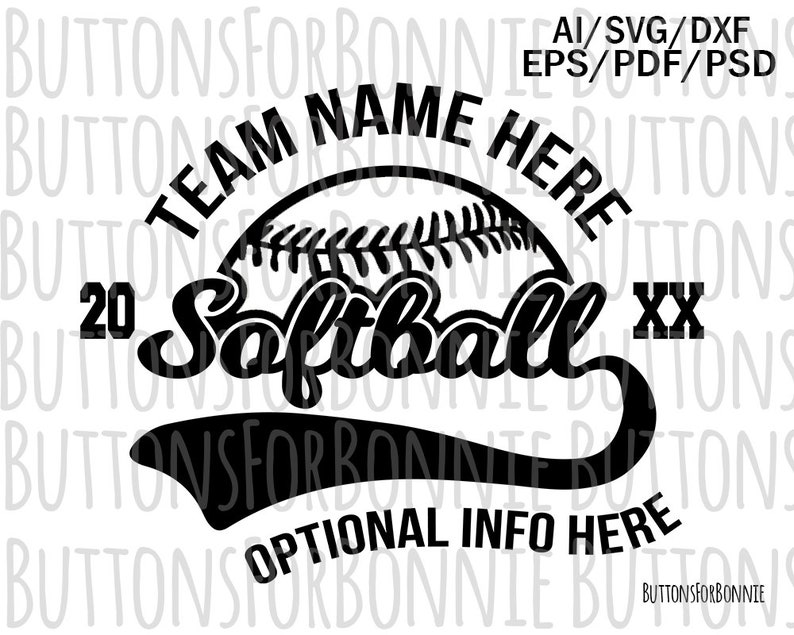 cricut emblem Softball Svg team name stitching swoosh softball team name vector template shirt design logo cutting file