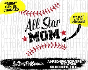 all star svg, all star mom svg, all star family, template, editable, digital cutting file, cricut, all star dad svg, baseball, softball