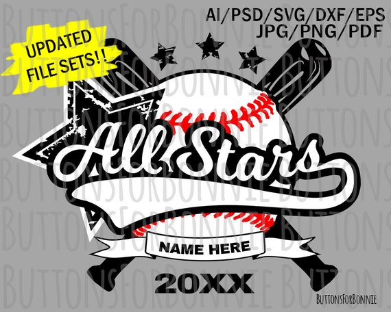 All Stars Svg All Star Team Baseball Svg Template Emblem Etsy