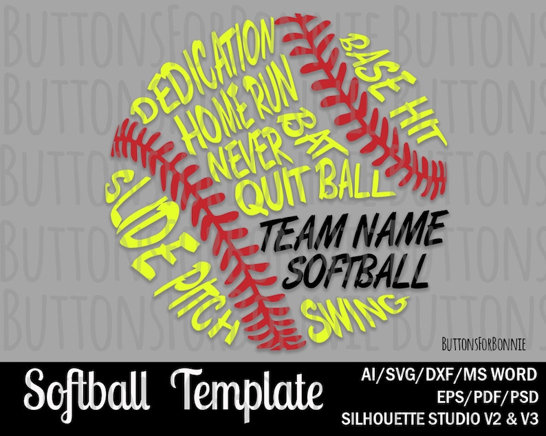 softball template, svg, softball team, softball player svg, softball mom svg, softball shirt svg, cut file, cricut, little league, tball image 1