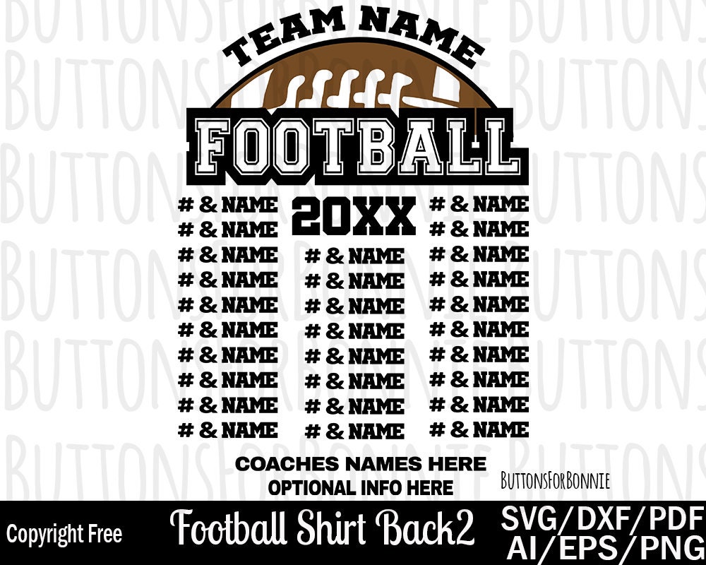 Download Football Team Svg Template Back Of Shirt Svg Team Members Etsy