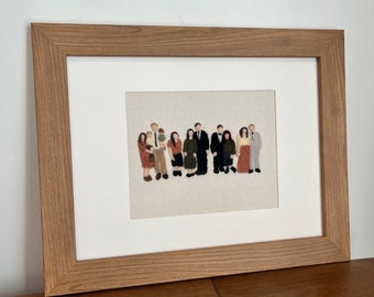 Family Felted Portrait- Wood Frame- Large