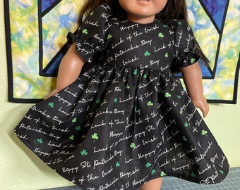 Black Luck of the Irish dress for American Girl or Other 18 inch Doll