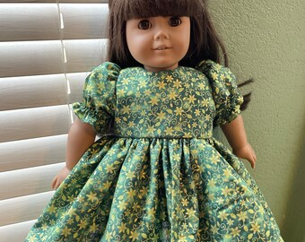 Green & Gold Dress for American Girl or Other 18 inch Doll