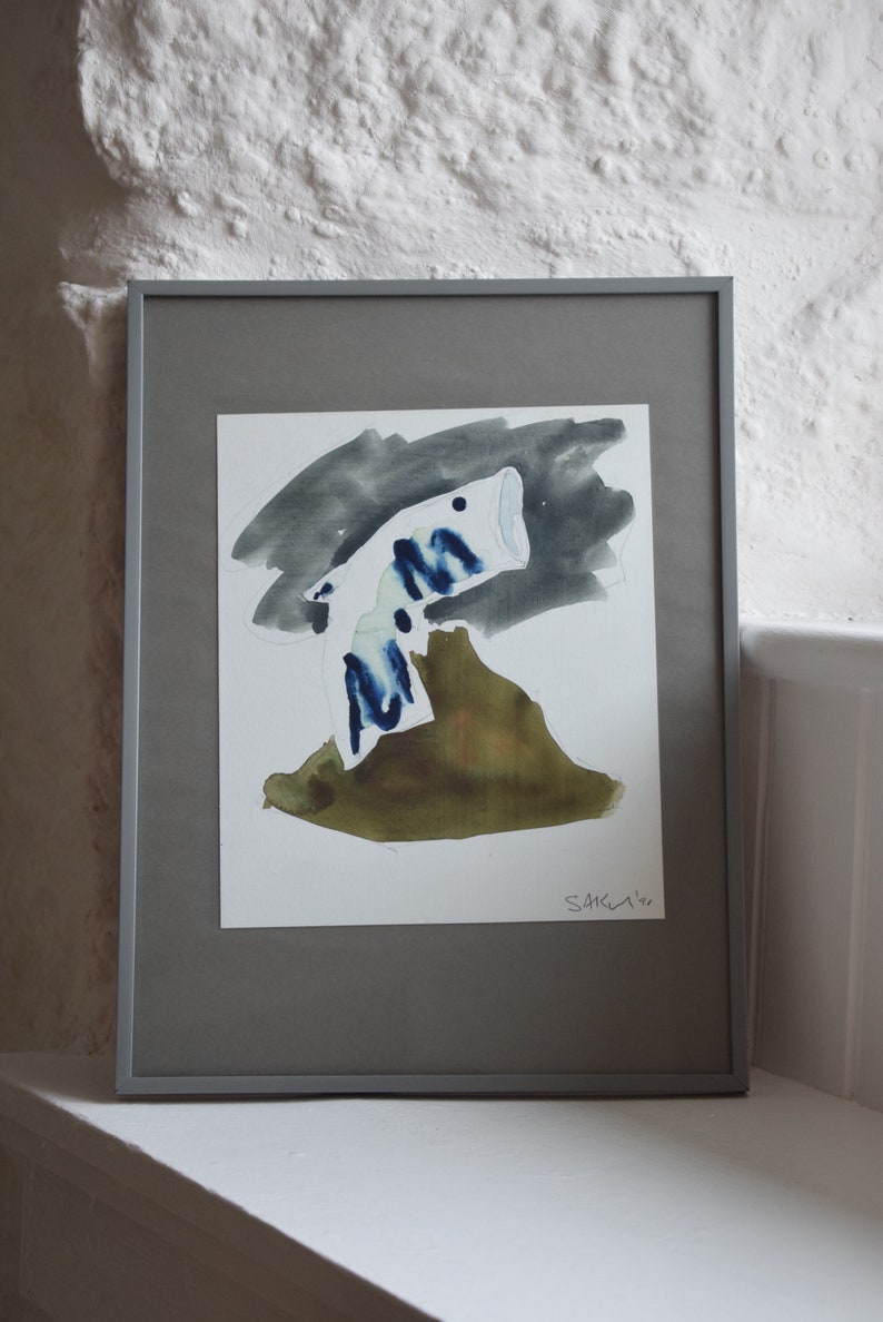 Mixed Media Art Contemporary Art Collectable Stuart Knowles b.1948 Abstract Mixed Media Signed and Dated 1991 Framed Painting Wall Decor