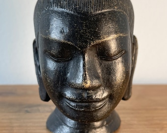 19th Century Bronze Buddha Head, Buddhist Statue, Asian Religious Antiques, The Enlightened One, Wisdom, Knowledge