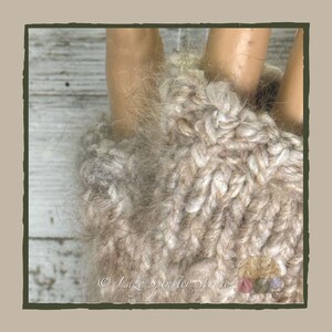 Hand Knit Fingerless Mitts - Handspun Angora & Mohair, Cozy Gloves for All Seasons