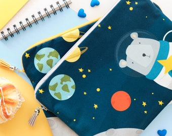 Handmade stuffed tablet cover with space cute illustrations
