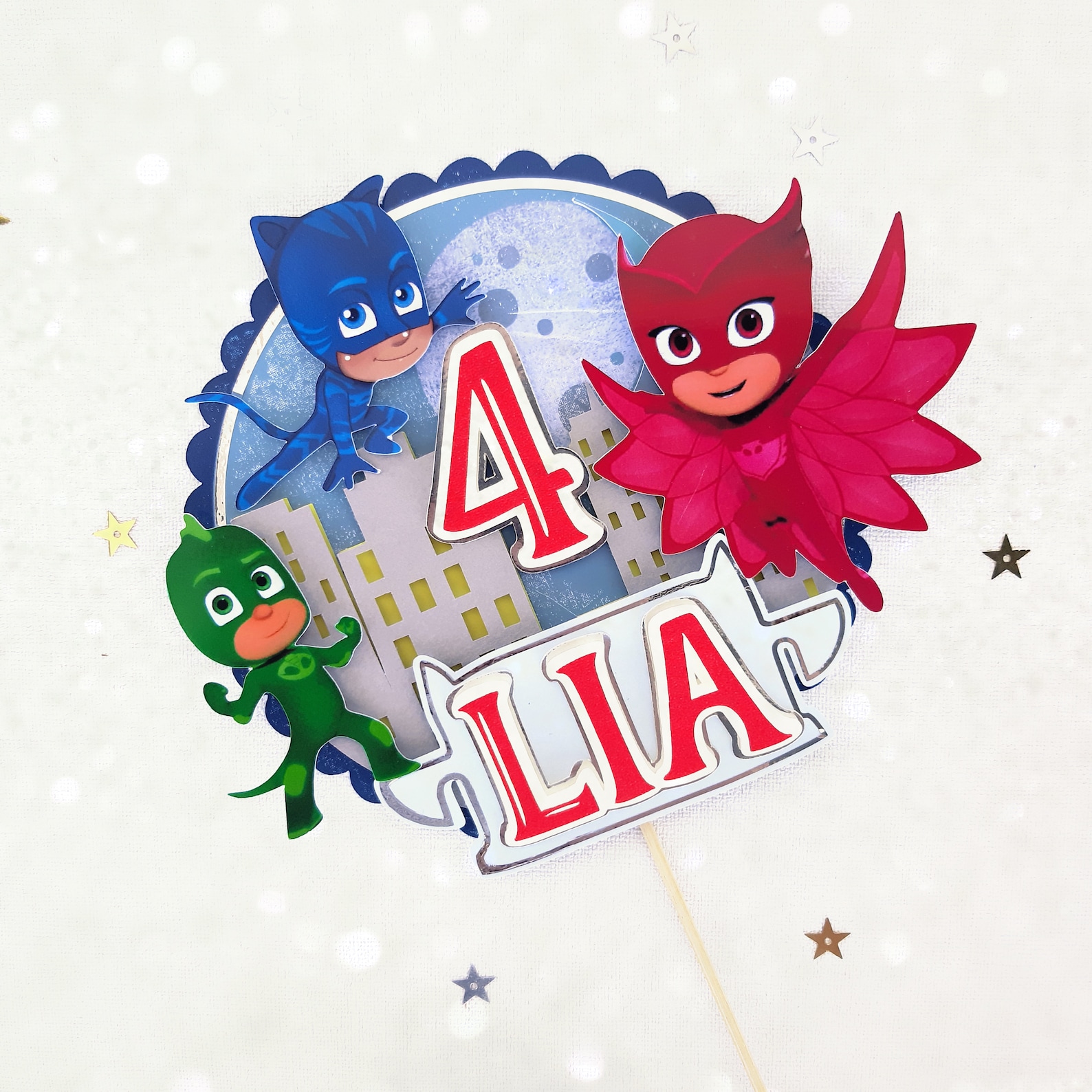 PJ Mask Cake Topper,pjmasks, Superhero Cake Topper, Kids Cake Toppers