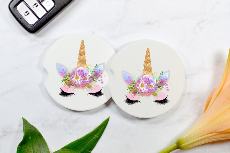 Unicorn Car Coaster Cute Car Accessories Set of 2 Coaster Etsy