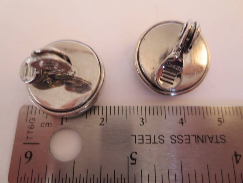 Snowflake Flower Clip Earrings Clear Rhinestones and Silver Metal Signed Monet Vintage Costume Jewellery Jewelry Gift