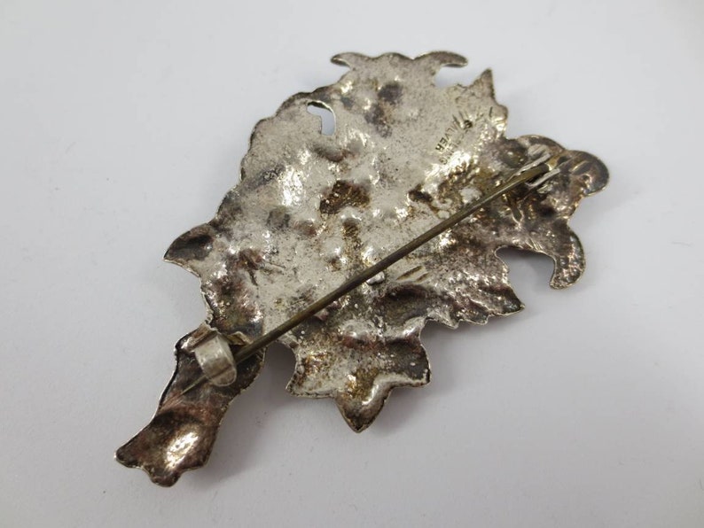 Large Silver Brooch Pin Blue Crystal Chatons Rhinestone Flowers Posy Sheaf Old Heavy Solid Silver 26.6 Grams Fine Jewellery Jewelry Gift
