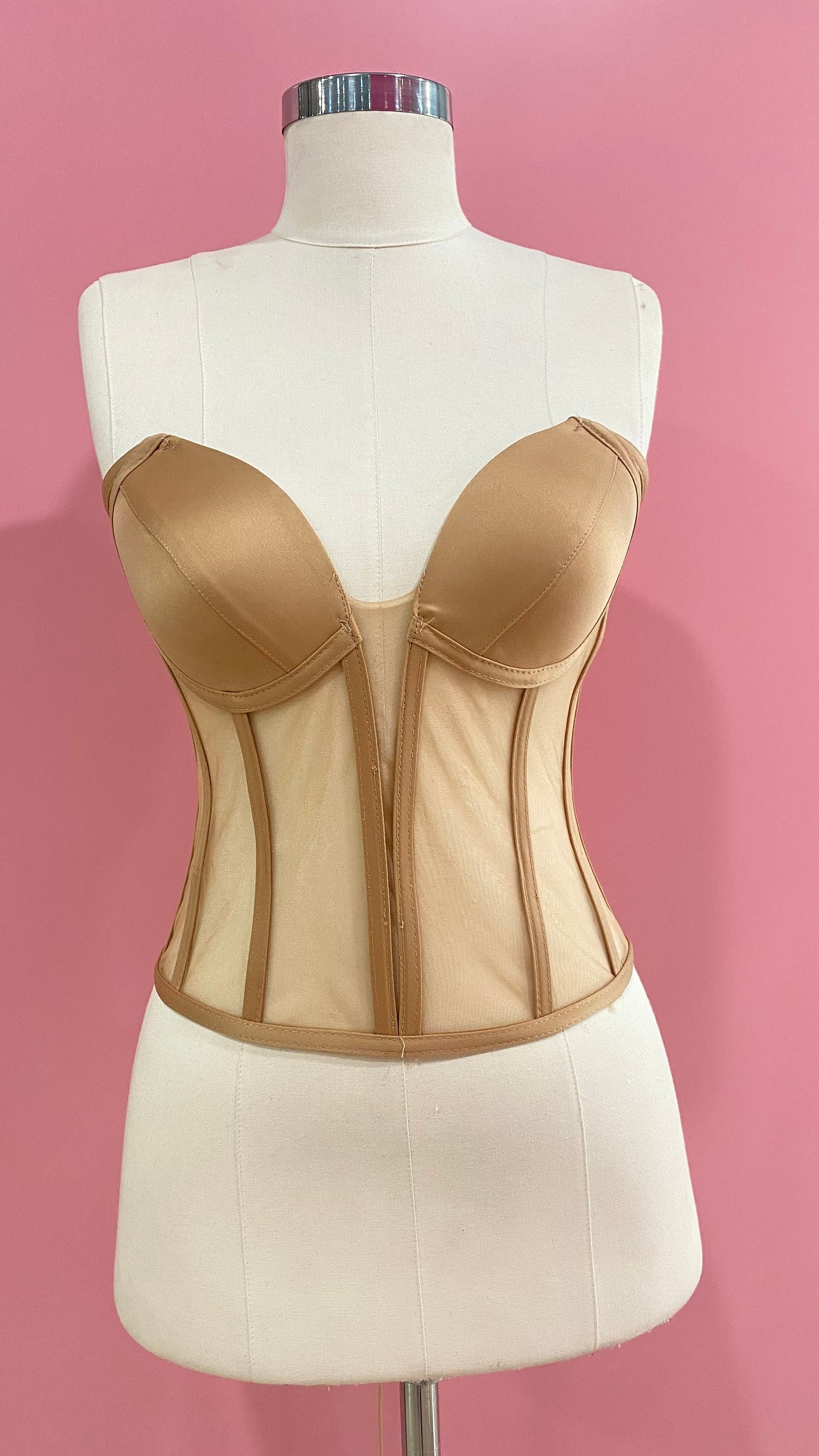 Lina L/sexy Nude Corset Bustier, Beige Bustier Top, Sweetheart off