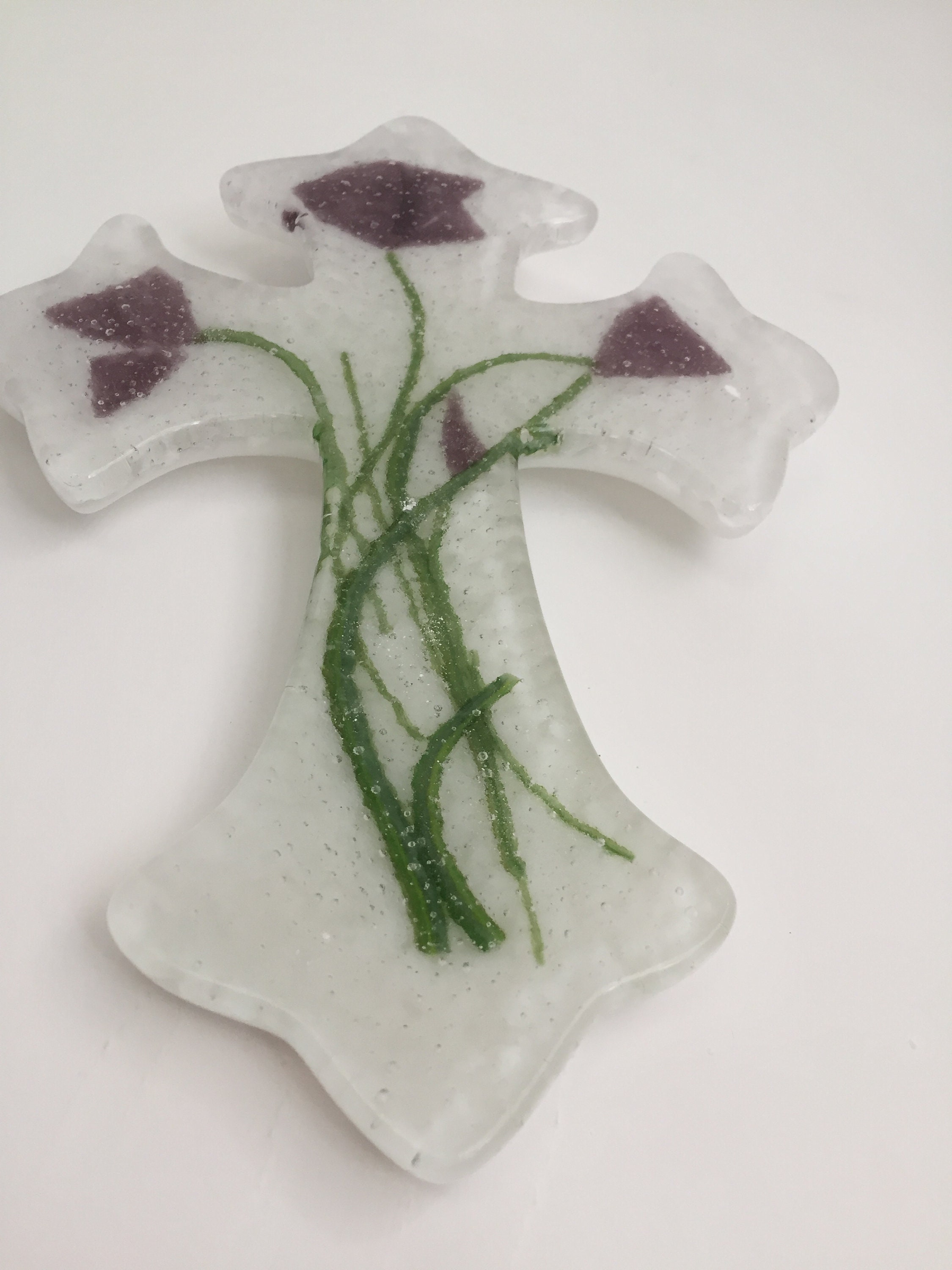 Glass Cross Ornament Cross Decor Easter Gift Christmas Etsy
