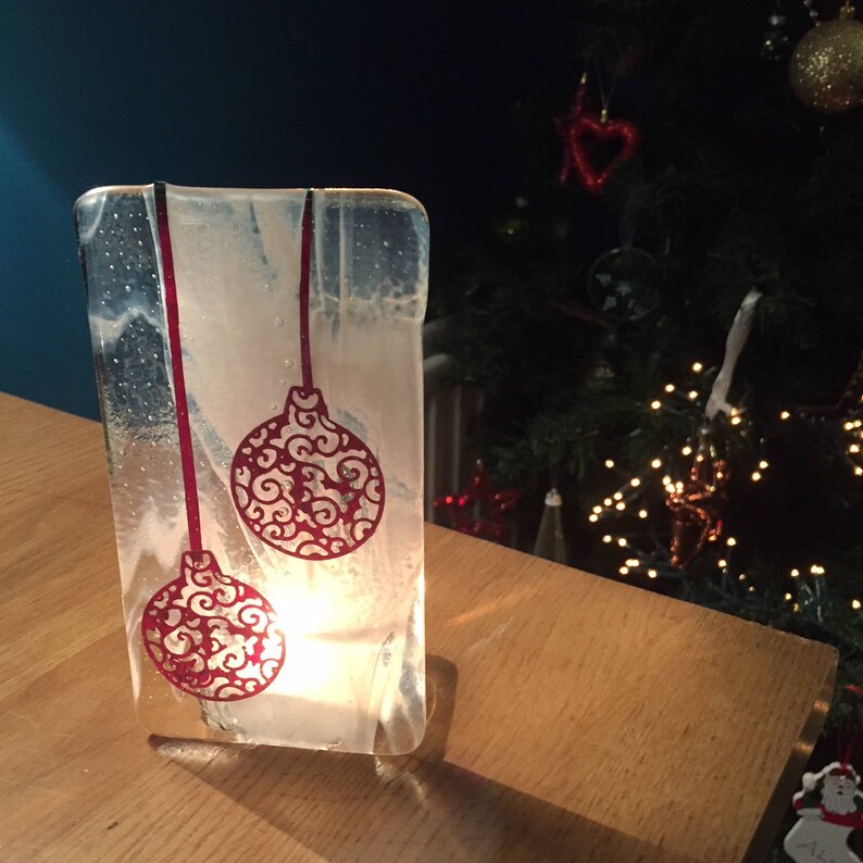 Winter Tea Light Holder Christmas Baubles Decorations Candle Etsy UK