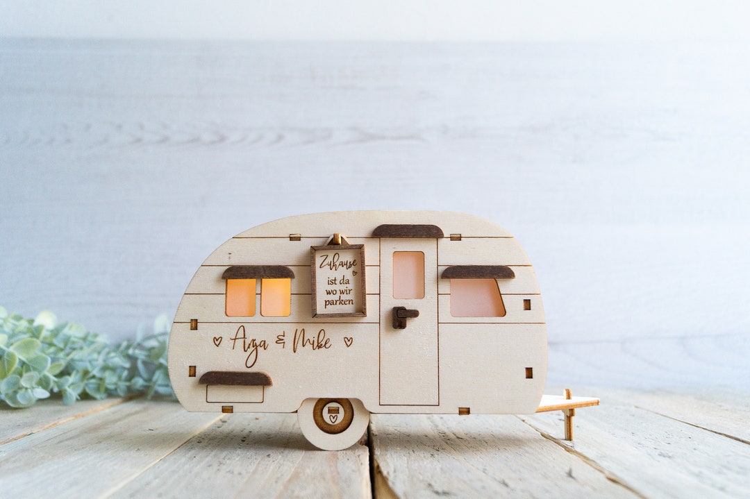 Camper mit Namensgravur personalisiert Deko beleuchtet Geldgeschenk