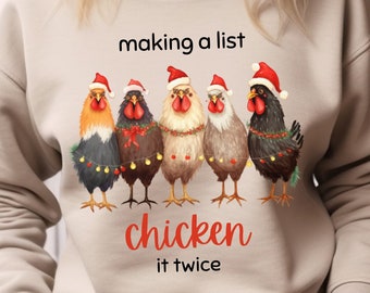 Chicken Christmas Lights PNG | Farm Animal Christmas PNG | Funny Chicken Lover Xmas PNG