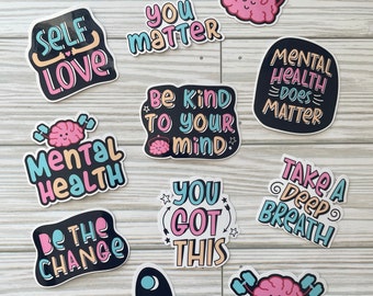 Mental Health Awareness Stickers, Positivity Stickers, Promote Self-Care, Mental Health Bundle, Mental Health Stickers Pack