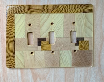 Wood Cutting Board Scrap Triple Light Switch Cover switch plates electricians love Home improvement made simple