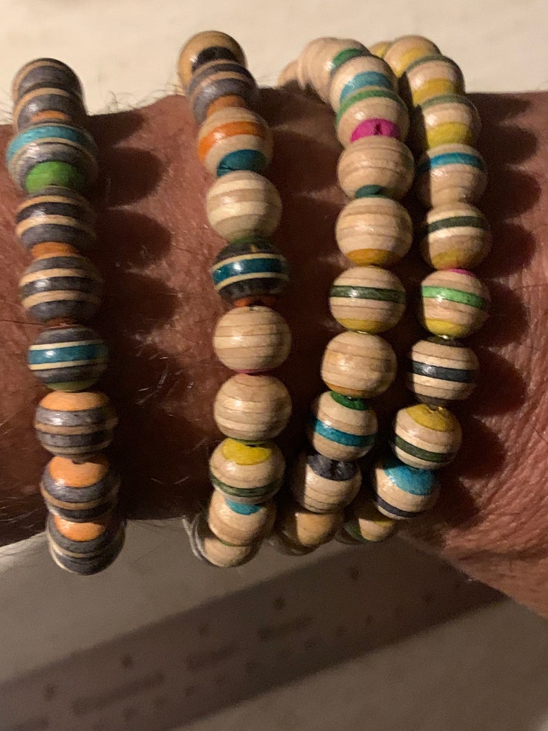Skateboard Bead Bracelet Repurposed From Broken Skateboard Etsy