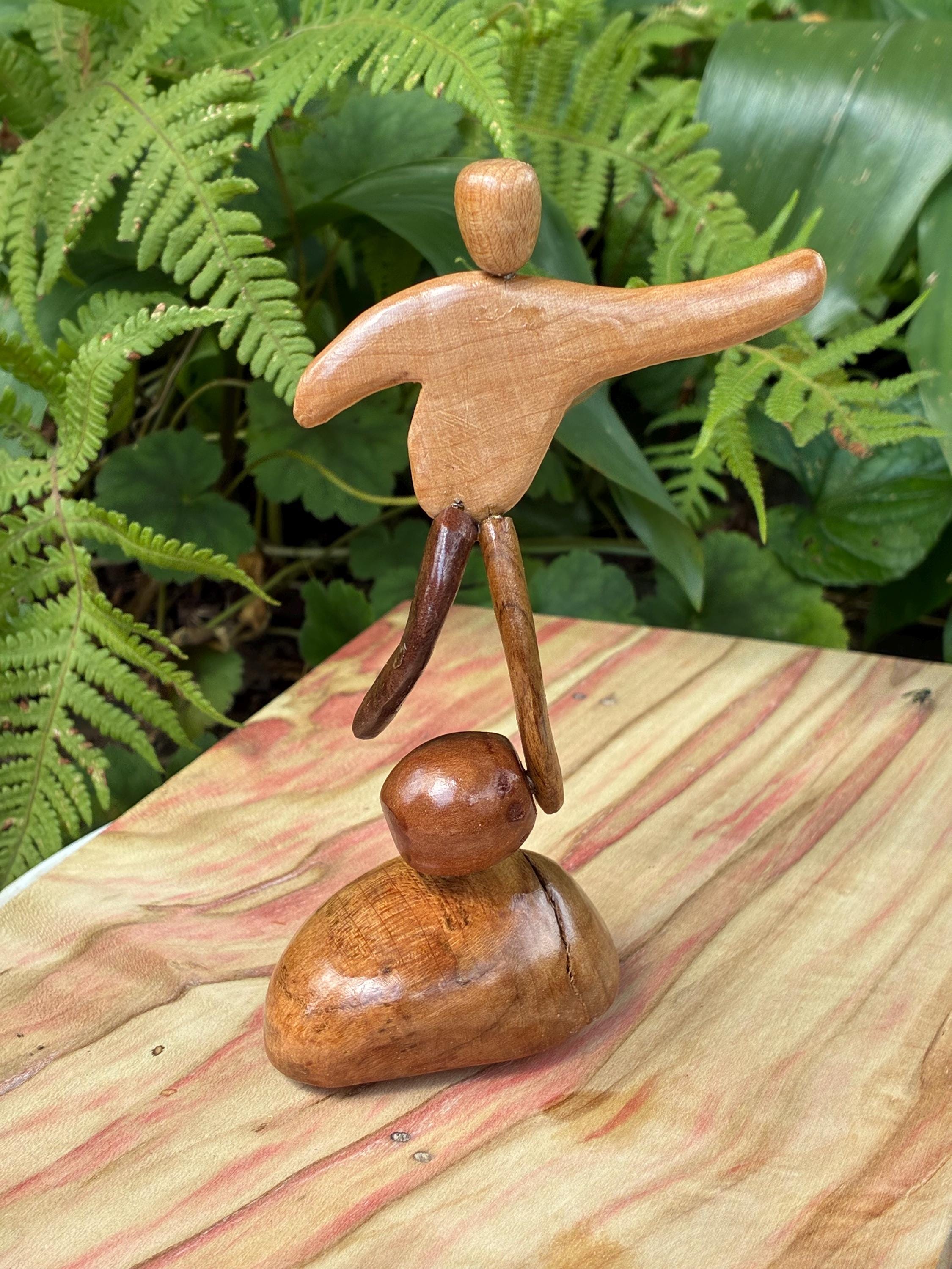 Soccer Kick Mini Sculpture on wood base made from figured Vermont Hardwood and pieces of sports equiptment product image