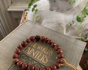 Repurposed Notre Dame Football Stadium bracelet- repurposed from their redwood college football stadium seat with handmade 10mm beads