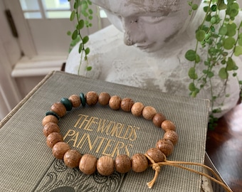 Hergebruikte Chicago Bears and Cubs-armbanden-3 groene bedels hergebruikt van Wrigley Field-stoel: handgemaakte kralen witte eik Illinois State Tree