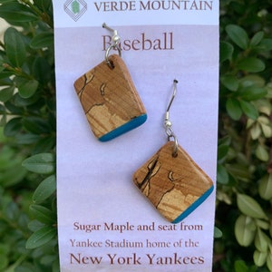 N Y Yankees seat and Sugar Maple earrings. State Tree and Sports venue line
