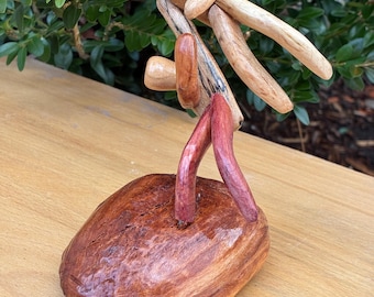 Ultimate Frisbee Sky’d Mini Sculpture on wood base made from figured Vermont Hardwood and pieces of sports equiptment