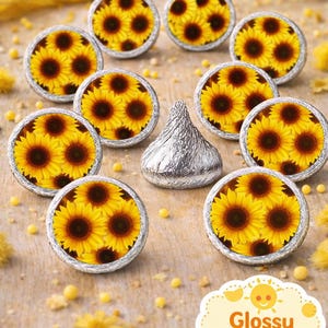216 Sunflower  Kisses Stickers Labels Stickers for Weddings, Bridal Shower Engagement Party, Birthday,  Kisses Party Favors