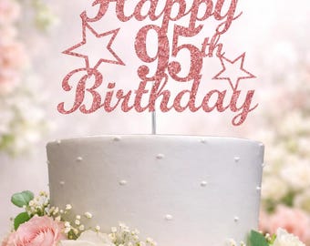 95th Birthday Cake Topper | Glitter Party Decoration | Happy Birthday Decor | Number 95 Milestone Celebration Elegant Topper for All Ages