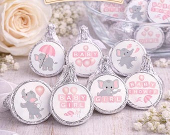 324 Elephant Baby Shower Favors Pink Baby Elephant Theme Party Favors Stickers Labels  (CANDY NOT INCLUDED) Elephant Baby shower Decorations