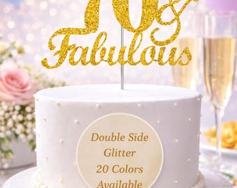 70 and Fabulous Birthday Cake Topper | Glitter | 70th Birthday Decorations for a Fabulous Party Theme | Perfect for Celebrating 70 years