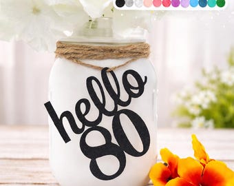 80th Birthday Decorations Number Cutout for Centerpiece (20 Colors Available) Birthday Centerpieces for Mason Jar Tags  (ALL AGES AVAILABLE)