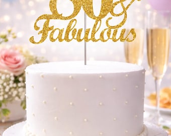 80th Birthday 80 & Fabulous Birthday Cake Topper | Double Side Glitter | 80th Birthday Decorations for a Fabulous Party Theme | 80 years