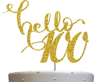 100th Birthday Cake Topper | Hello Cake Topper | Hello 100 | 100th Birthday Party Decor | Number 100 Age 100 | Milestone Celebration