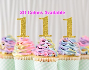 1st Birthday Cupcake Toppers | Glitter Number 1 Decorations | 1st Party Decor | Age 1 Milestone | Party Favors Birthday Party Supplies