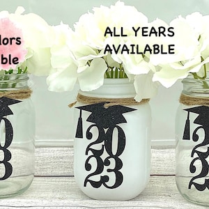 Class of 2024 Graduation Decorations 20 Colors Available Graduation Centerpieces for Mason Jar Tags ANY YEAR Class Reunion Centerpiece image 3