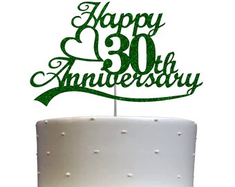 30th Anniversary Cake Topper (Double Sided) Glitter 30th Wedding Anniversary Cake Topper 30th Cake Topper 30th Anniversary Decoration